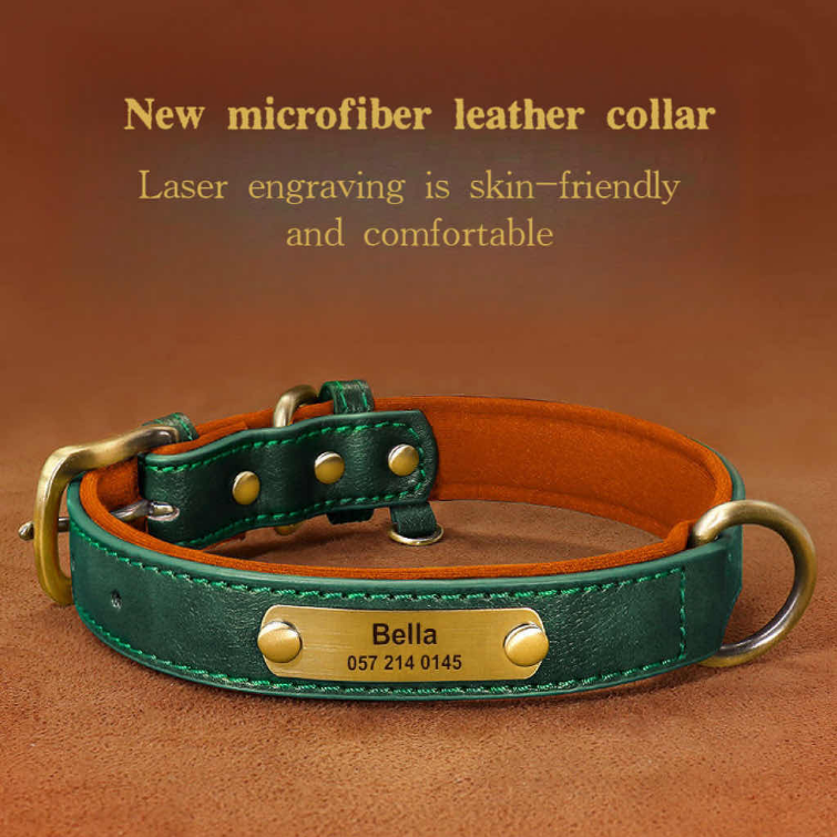 EngravedLeatherPoochPendant (Personalized Dog Collars)